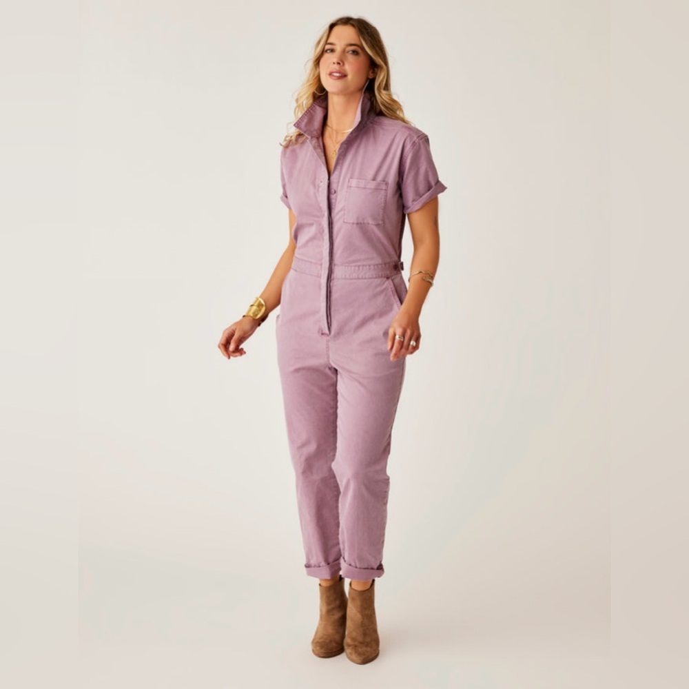 NWT Carve Designs Nyla Twill Jumpsuit in Orchid Sunkist, Size Medium